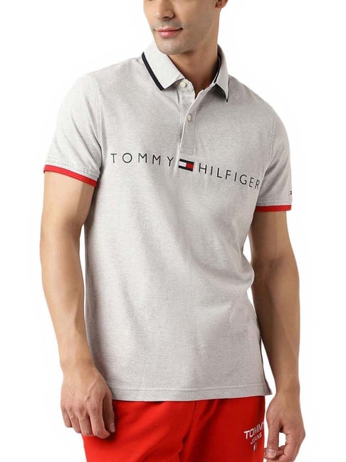 Tommy Hilfiger Light Grey Slim Fit Polo T-Shirt