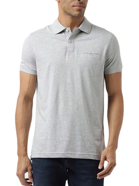 Tommy Hilfiger Light Grey Slim Fit Polo T-Shirt