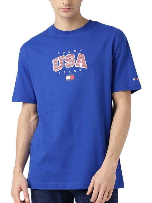 Tommy Hilfiger Ultra Blue Printed Classic Fit T-Shirt