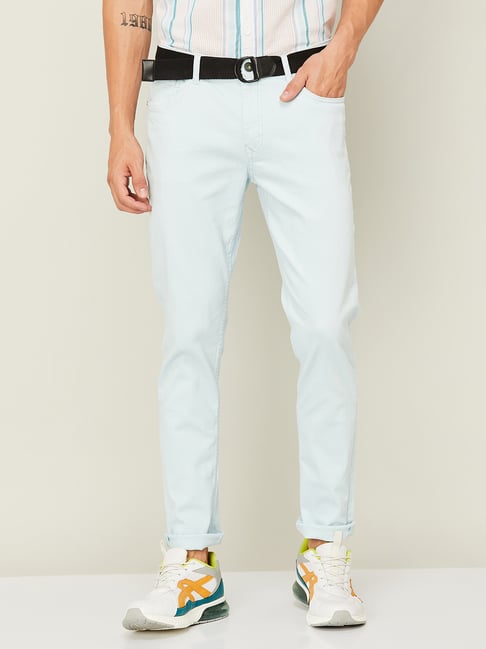 BOSSINI Ice Blue Regular Fit Lightly Washed Jeans