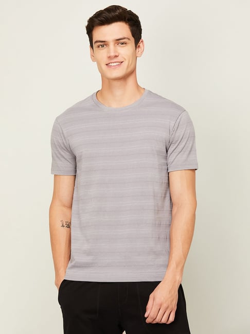 Fame Forever by Lifestyle Grey Regular Fit Self Design Crew T-Shirt