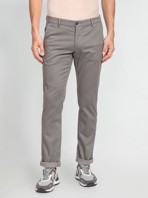 Buy Arrow Sport Men Grey Original Slim Fit Trousers - Trousers for Men  18894108 | Myntra
