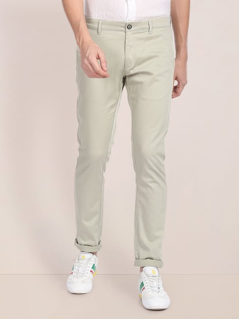 U S Polo Assn U.S. Polo Assn. Light Green Regular Fit Flat Front Trousers