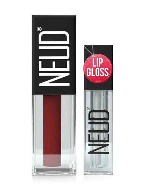 NEUD Matte Liquid Lipstick Red Kiss with Free Lip Gloss