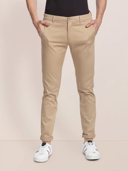 U S Polo Assn U.S. Polo Assn. Light Beige Regular Fit Flat Front Trousers