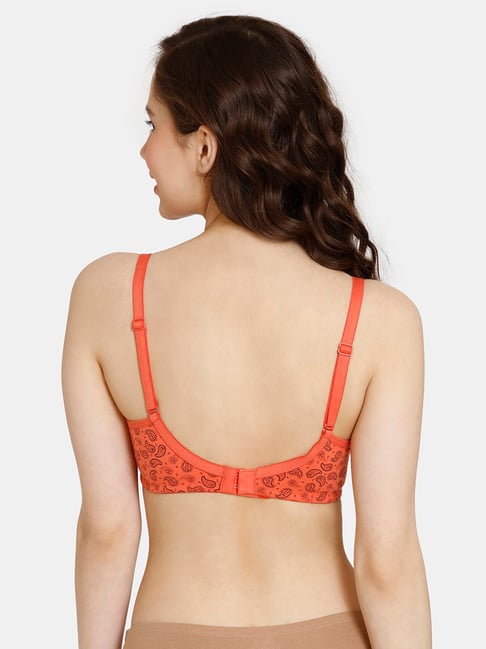 Rosaline by Zivame Purple & Orange Printed Half Coverage Non-Padded T-Shirt  Bra - Pack of 2