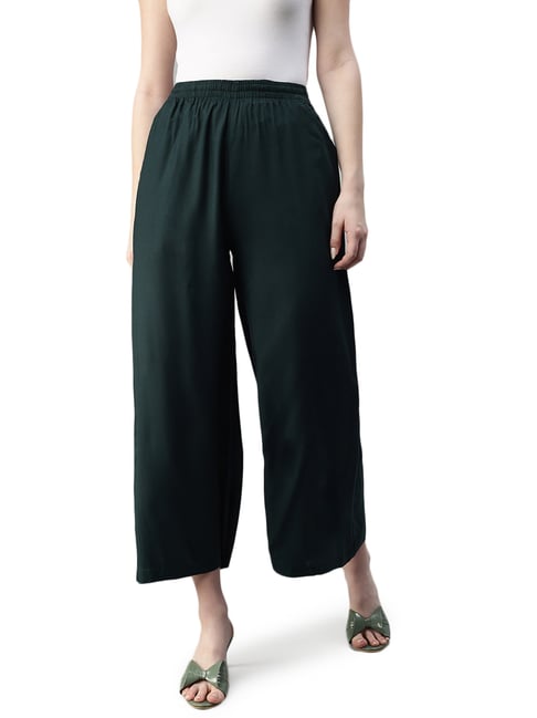 Kryptic Dark Green Flared Fit Mid Rise Pants