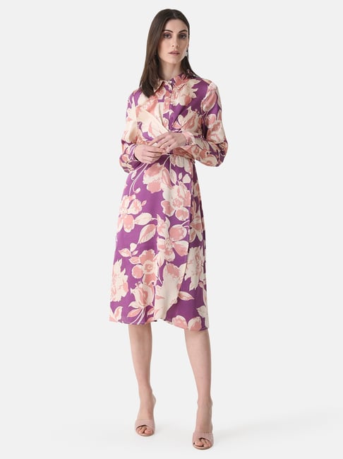 Kazo Purple Floral Print Wrap Dress Price in India
