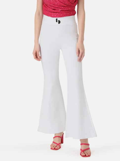 Pants For Women Fashion Hollow High Waist Wide-leg Pants, White / M | Pants  for women, Wide leg pants, White flare pants