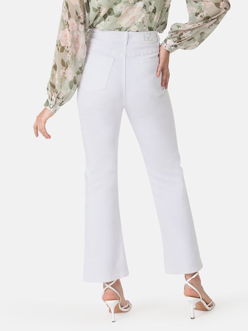 Crop Flare Jeans - White