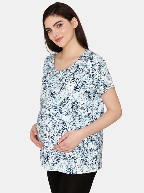 Zivame Blue Printed Maternity Top