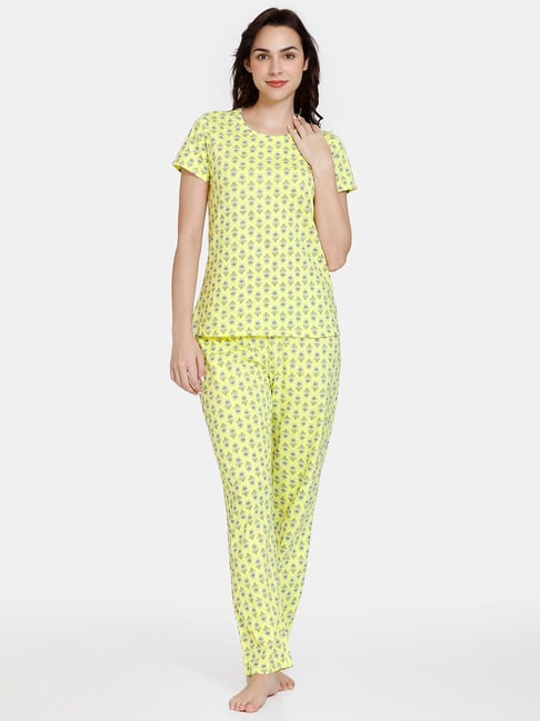 Buy Zivame Yellow Printed Top Pyjamas Set for Women's Online
