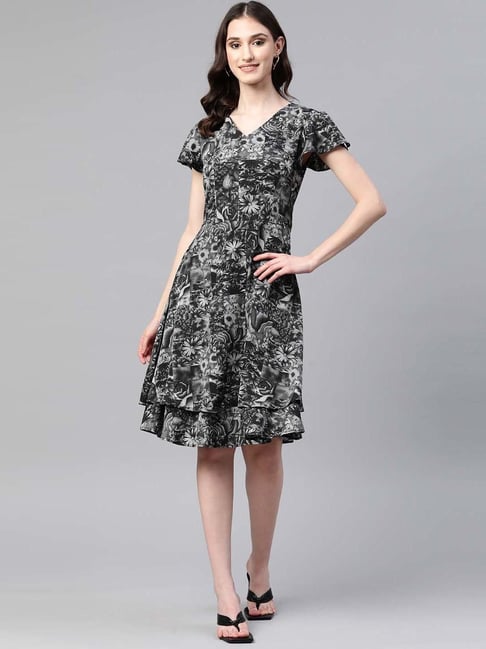 Sherri Hill Floral Print Bodysuit Bow Strap Prom Dress 56124 – Terry Costa