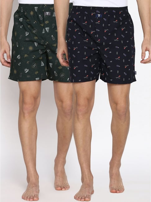 Van Heusen Regular Fit Side Pocket Side Slits Allover Print Boxer Shorts - Pack of 2-picture-19