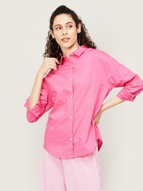 Ginger By Lifestyle Pink Regular Fit Shirt Price in India