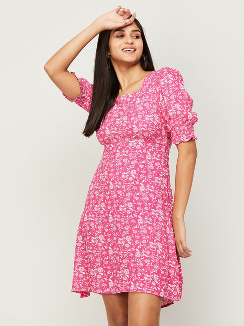Fame Forever by Lifestyle Pink Floral Print A-Line Dress Price in India