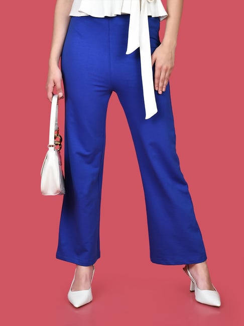 Buy online Royalblue Silk Trousers from bottom wear for Women by Numbrave  for 619 at 67 off  2023 Limeroadcom