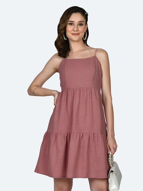 Zink London Dusty Pink Fit & Flare Dress Price in India