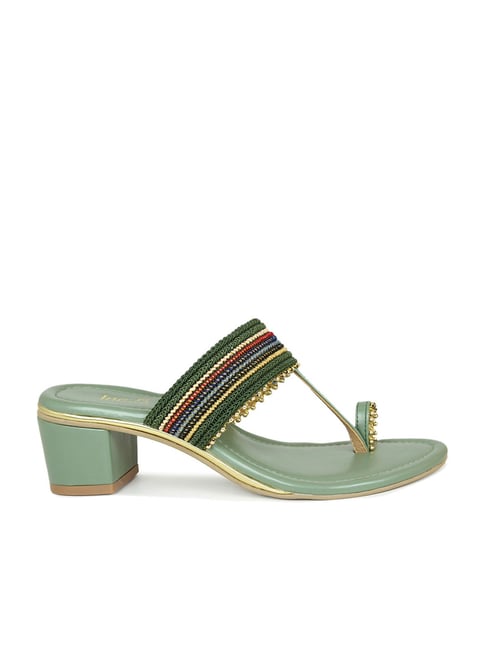 Inc 5 Inc.5 Women's Green Toe Ring Sandals