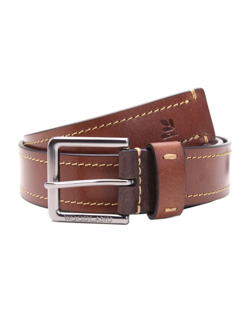 WOODLAND Leather Belt with Buckle Closure For Men (Tan, 36)