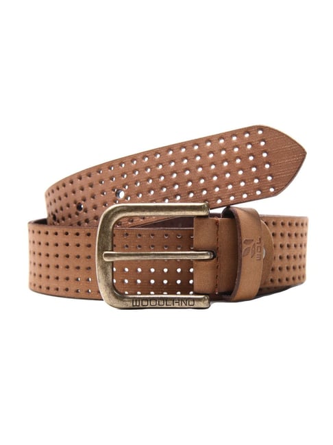 WOODLAND Leather Belt with Buckle Closure For Men (Tan, 36)