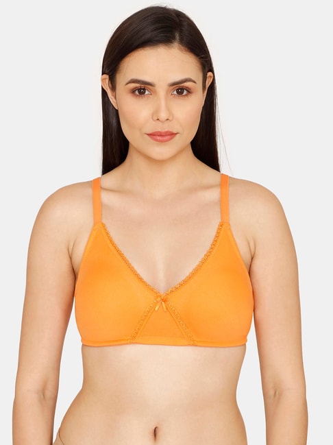 Rosaline by Zivame Orange Double Layered Full Coverage T-Shirt Bra Price in India