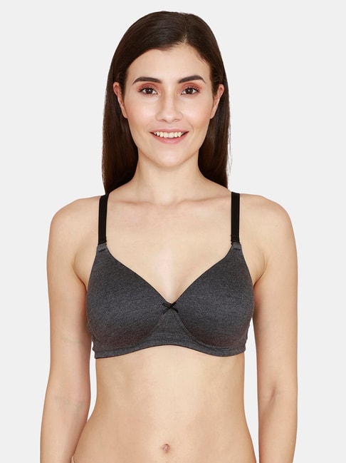 Rosaline by Zivame Charcoal Half Coverage T-Shirt Bra Price in India