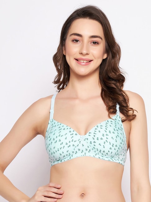 Clovia Blue Floral Full Coverage Padded T-Shirt Bra Price in India