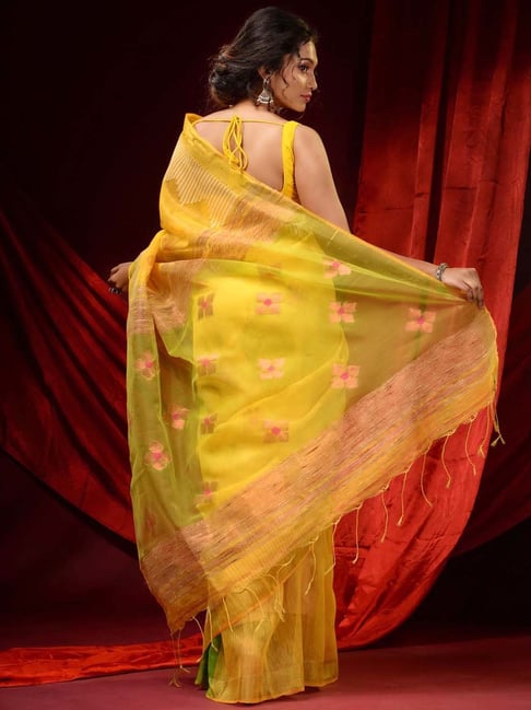 Buy Yellow Sarees for Women by Charukriti Online