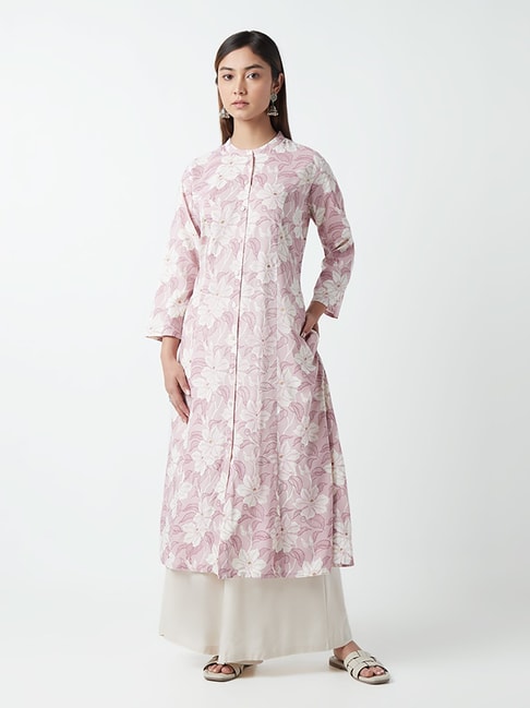 Utsa by Westside Lilac Floral-Printed A-Line Kurta Price in India