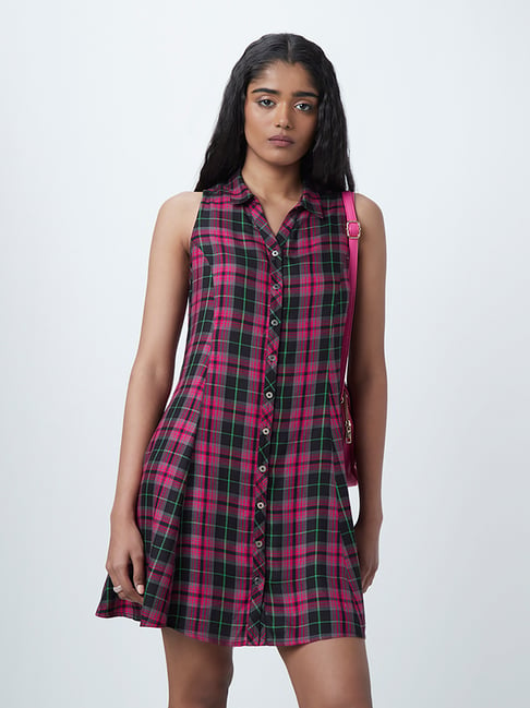 Nuon by Westside Magenta Checkered Dress Price in India