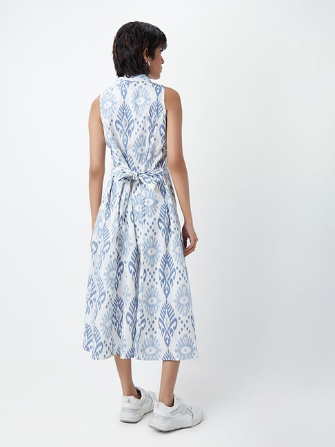 Bombay Paisley by Westside Blue Ikat-Printed Shirtdress