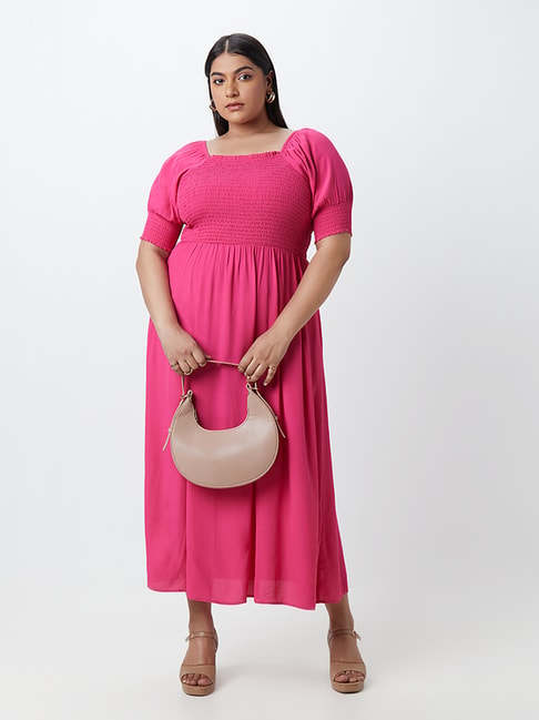 Gia Curves by Westside Pink Smocked Dress