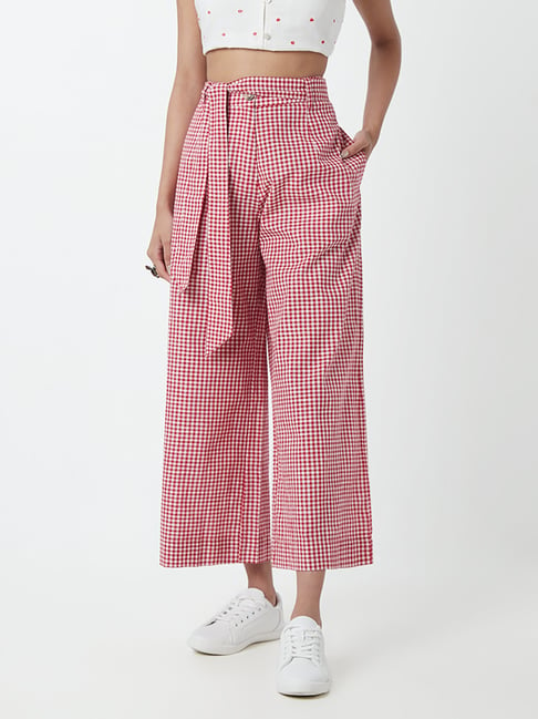 BUTTONED PALAZZO TROUSERS  Red  ZARA India