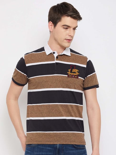 Club York Brown Regular Fit Striped Polo T-Shirt-picture-35