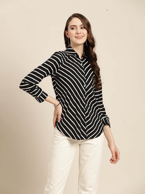 Qurvii Black Striped Shirt-image-37