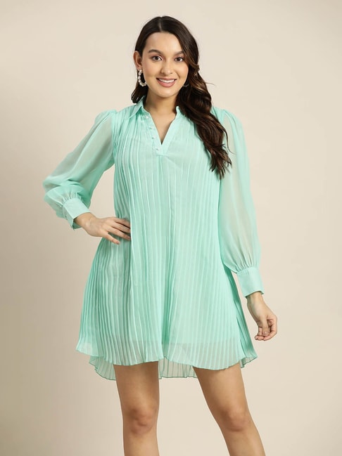 Qurvii Turquoise Mini Shift Dress Price in India