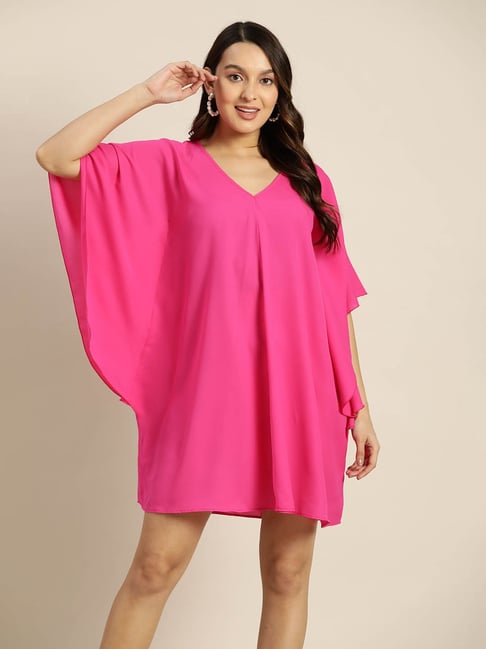 Qurvii Pink Relaxed Fit Kaftan Dress Price in India