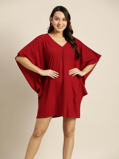 Qurvii Maroon Relaxed Fit Kaftan Dress Price in India