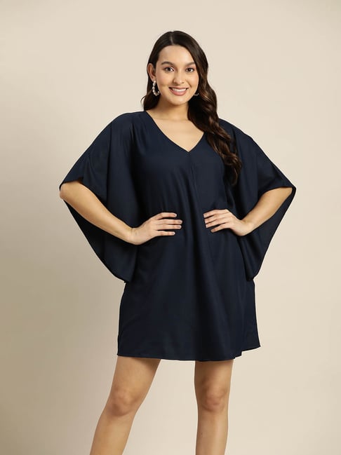 Qurvii Navy Relaxed Fit Kaftan Dress-picture-40