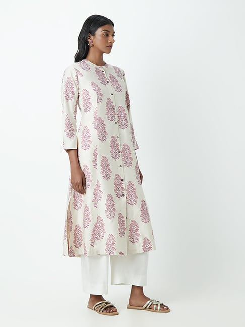 Zuba by Westside Mauve Floral-Printed A-Line Kurta Price in India