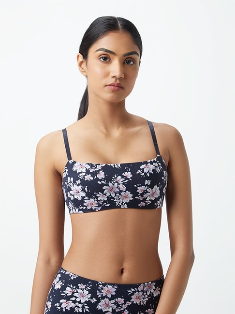 Wunderlove By Westside Navy Floral-Printed Lounge Marshmallow Bra Price in India