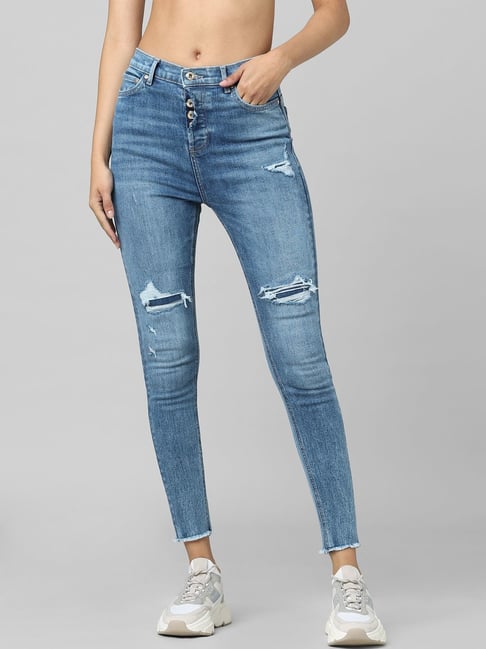 Buy Only Blue Ripped Jeans for Women Online @ Tata CLiQ