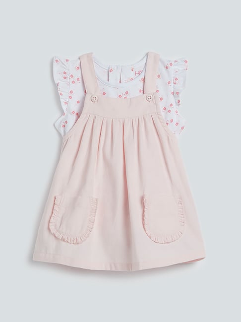 HOP Baby by Westside Pink Pinafore Dress with T-Shirt Set