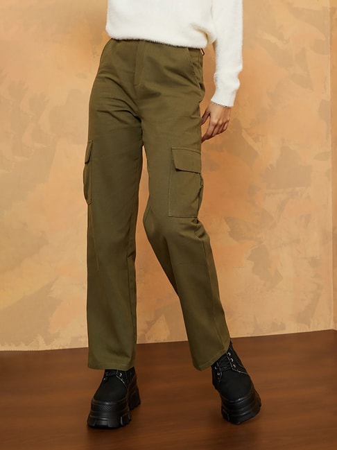 Spring Summer Women'S Cargo Straight Leg Trousers High Waist Loose Wide Leg  Retro Pants - The Little Connection