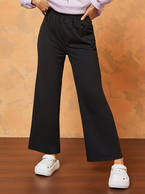 Women Solid Peach High-Rise Waist Two-Pocket Button-Up Wide-Leg Regular  Pants - Berrylush