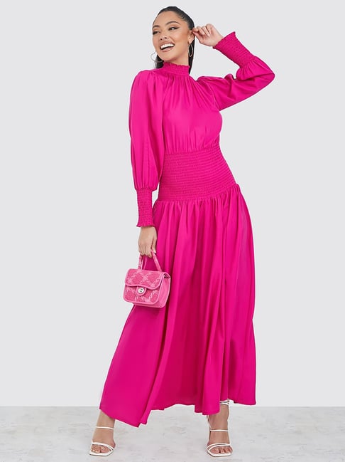 Styli Dark Pink Maxi Dress Price in India