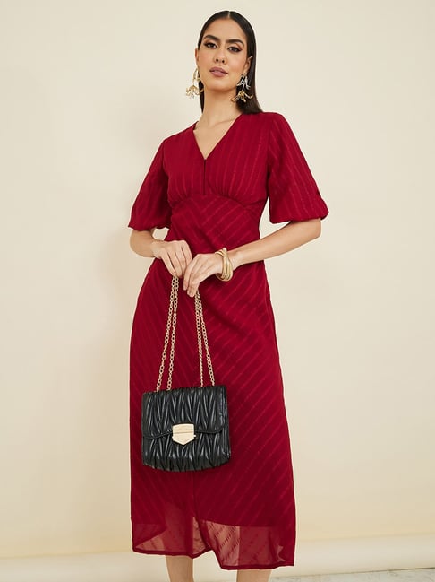 Styli Maroon A Line Dress Price in India