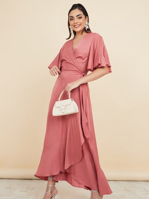 Styli Dusty Pink Maxi Dress Price in India