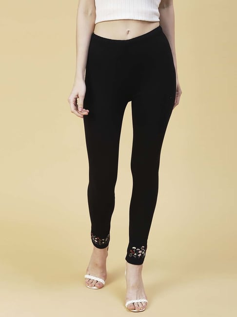 Black on sale embroidered leggings